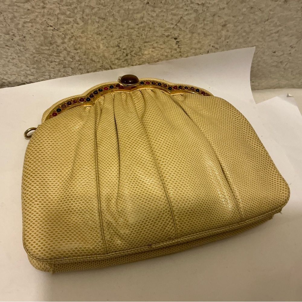 judith leiber beige lizard bag Elegant Cream Clutch Bag